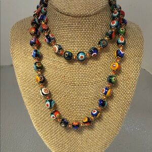 Vintage Venetian Marano Glass Colorful Beaded Necklace